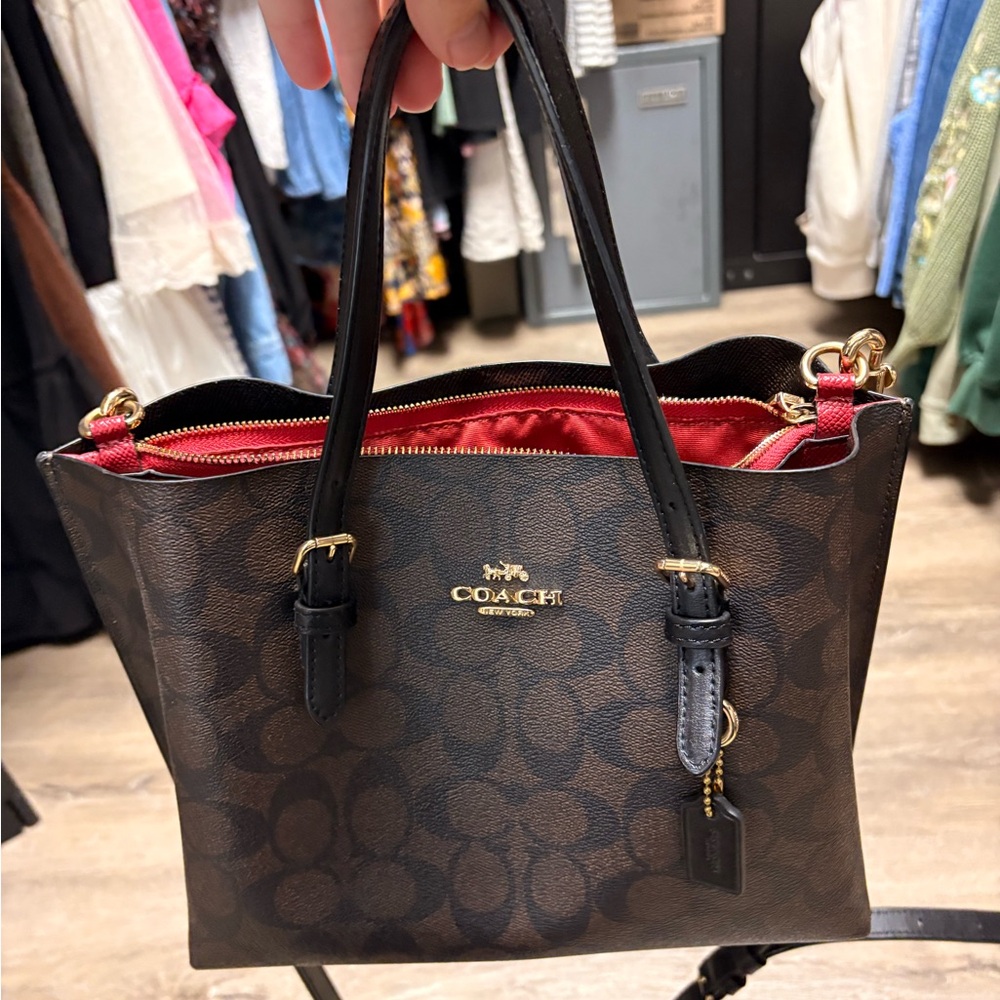 Coach Signature Brown and Black Shoulder Bag